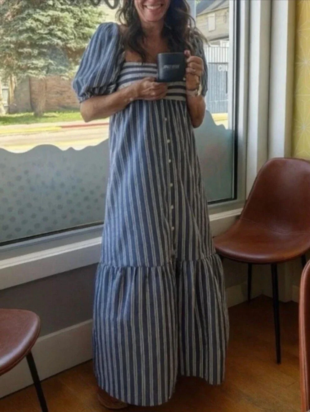NWT Emerson fry x love, tomas newburyport stripe santiago maxi dress, M/L - Picture 1 of 3